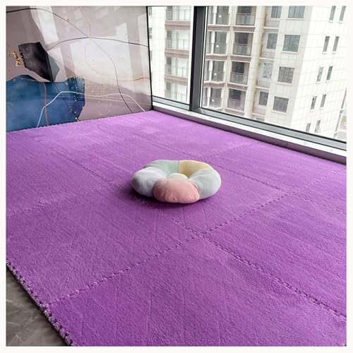 10 Stück Dicke 0,4 Zoll Große, Ineinandergreifende Teppichfliesen Aus Plüschschaum, 24 X 24 Zoll, Puzzlematten for Den Boden Im Spielzimmer Und Wohnzimmer(Deep Purple) von NMVAWIPT