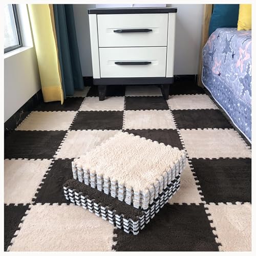 10 Stück Dicke 0,4 Zoll Große Quadratische Bodenmattenfliesen Aus Schaumstoff, 24 X 24 Zoll Große Quadratische Teppich-Puzzlematten for Den Boden(Light Brown) von NMVAWIPT
