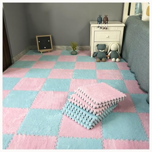10 Stück Dicke 0,4 Zoll Große Quadratische Bodenmattenfliesen Aus Schaumstoff, 24 X 24 Zoll Große Quadratische Teppich-Puzzlematten for Den Boden(Sky Blue+Pink) von NMVAWIPT
