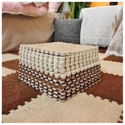 10 Stück Ineinander Greifende Teppichfliesen, 12 X 12 Zoll Große Plüsch-Puzzlematten for Den Boden, Weiche, Flauschige Schaumstoff-Bodenmatte, Schützende Bodenfliesen(Light Brown+Dark Brown) von NMVAWIPT