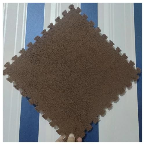 10 Stück Schneidbare Bodenfliesen Aus Plüschschaum, 30 X 30 X 1 cm, Dicke Puzzleteppiche, Quadratische Ineinander Greifende Bodenmatten(Dark Brown) von NMVAWIPT