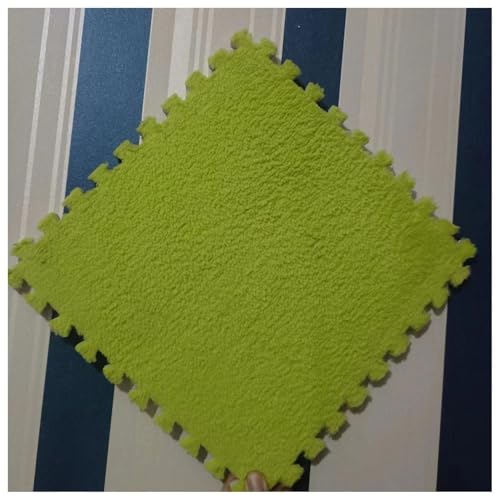 10 Stück Schneidbare Bodenfliesen Aus Plüschschaum, 30 X 30 X 1 cm, Dicke Puzzleteppiche, Quadratische Ineinander Greifende Bodenmatten(Green) von NMVAWIPT