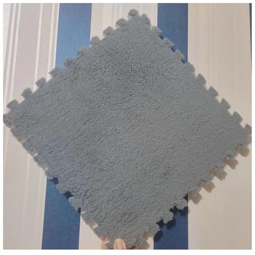 10 Stück Schneidbare Bodenfliesen Aus Plüschschaum, 30 X 30 X 1 cm, Dicke Puzzleteppiche, Quadratische Ineinander Greifende Bodenmatten(Light Gray) von NMVAWIPT