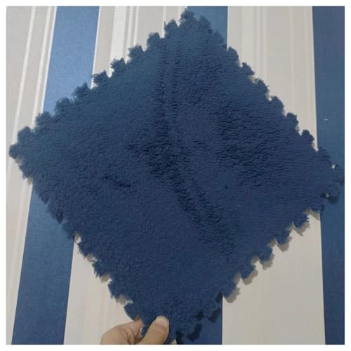 10 Stück Schneidbare Bodenfliesen Aus Plüschschaum, 30 X 30 X 1 cm, Dicke Puzzleteppiche, Quadratische Ineinander Greifende Bodenmatten(Navy Blue) von NMVAWIPT