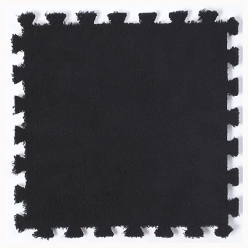100 Stück Ineinander Greifende Plüsch-Teppichfliesen Aus Schaumstoff, Dicker 0,4-Zoll-Puzzle-Teppich, Flauschige rutschfeste Puzzle-Bodenfliesen Aus Eva-Schaum(Black) von NMVAWIPT