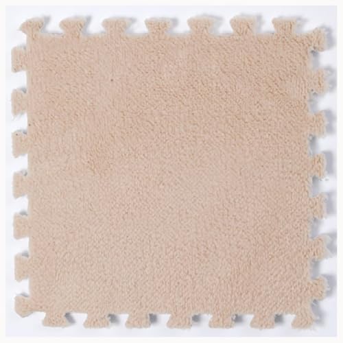100 Stück Ineinander Greifende Plüsch-Teppichfliesen Aus Schaumstoff, Dicker 0,4-Zoll-Puzzle-Teppich, Flauschige rutschfeste Puzzle-Bodenfliesen Aus Eva-Schaum(Camel) von NMVAWIPT
