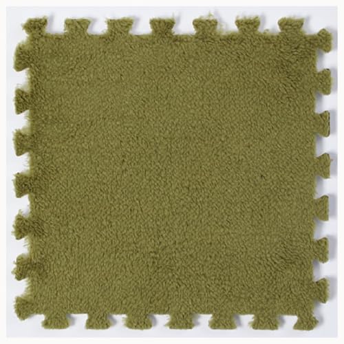100 Stück Ineinander Greifende Plüsch-Teppichfliesen Aus Schaumstoff, Dicker 0,4-Zoll-Puzzle-Teppich, Flauschige rutschfeste Puzzle-Bodenfliesen Aus Eva-Schaum(Grass Green) von NMVAWIPT