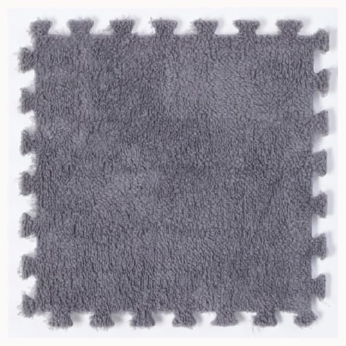 100 Stück Ineinander Greifende Plüsch-Teppichfliesen Aus Schaumstoff, Dicker 0,4-Zoll-Puzzle-Teppich, Flauschige rutschfeste Puzzle-Bodenfliesen Aus Eva-Schaum(Light Gray) von NMVAWIPT