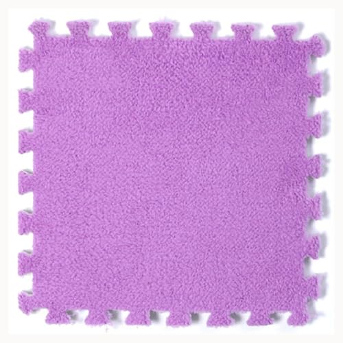 100 Stück Ineinander Greifende Plüsch-Teppichfliesen Aus Schaumstoff, Dicker 0,4-Zoll-Puzzle-Teppich, Flauschige rutschfeste Puzzle-Bodenfliesen Aus Eva-Schaum(Purple) von NMVAWIPT