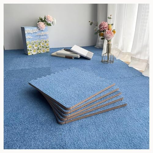 12 Puzzlematten for Den Boden, 60 X 60 cm, Dick, 0,4 Zoll, Quadratische, Ineinander Greifende Schaumstoff-Teppichfliesen Aus Plüsch(Blue) von NMVAWIPT