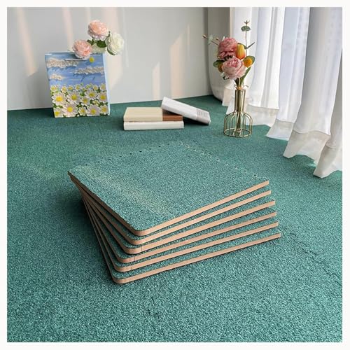12 Puzzlematten for Den Boden, 60 X 60 cm, Dick, 0,4 Zoll, Quadratische, Ineinander Greifende Schaumstoff-Teppichfliesen Aus Plüsch(Dark Green) von NMVAWIPT