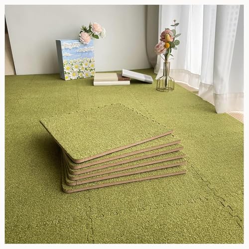 12 Puzzlematten for Den Boden, 60 X 60 cm, Dick, 0,4 Zoll, Quadratische, Ineinander Greifende Schaumstoff-Teppichfliesen Aus Plüsch(Grass Green) von NMVAWIPT