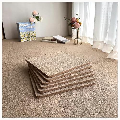 12 Puzzlematten for Den Boden, 60 X 60 cm, Dick, 0,4 Zoll, Quadratische, Ineinander Greifende Schaumstoff-Teppichfliesen Aus Plüsch(Light Brown) von NMVAWIPT