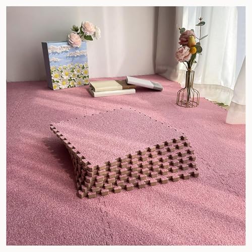 12 Puzzlematten for Den Boden, 60 X 60 cm, Dick, 0,4 Zoll, Quadratische, Ineinander Greifende Schaumstoff-Teppichfliesen Aus Plüsch(Pink) von NMVAWIPT