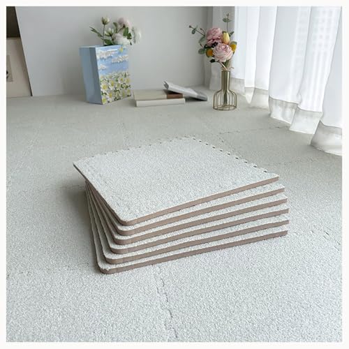 12 Puzzlematten for Den Boden, 60 X 60 cm, Dick, 0,4 Zoll, Quadratische, Ineinander Greifende Schaumstoff-Teppichfliesen Aus Plüsch(White) von NMVAWIPT