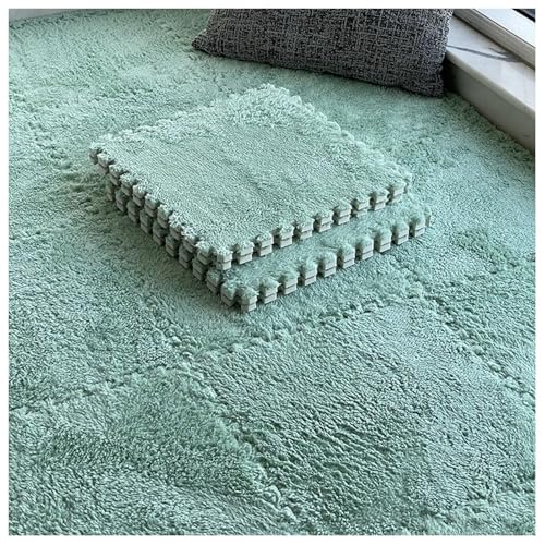 12 Stück Ineinander Greifende Bodenmatten Aus Weichem Schaumstoff, Plüsch-Puzzle-Teppiche, Quadratische 30 cm Große Schaumstoff-Teppichmatten(Light Green) von NMVAWIPT