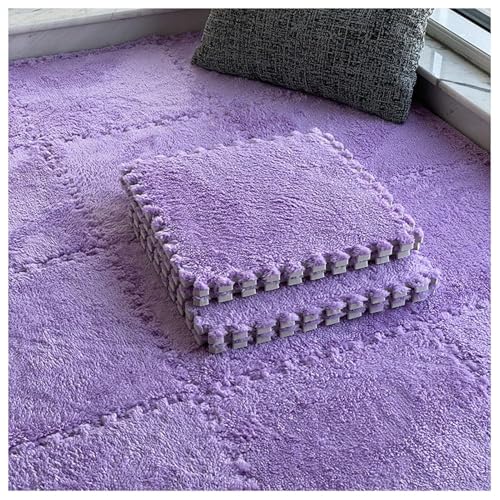 12 Stück Ineinander Greifende Bodenmatten Aus Weichem Schaumstoff, Plüsch-Puzzle-Teppiche, Quadratische 30 cm Große Schaumstoff-Teppichmatten(Purple) von NMVAWIPT