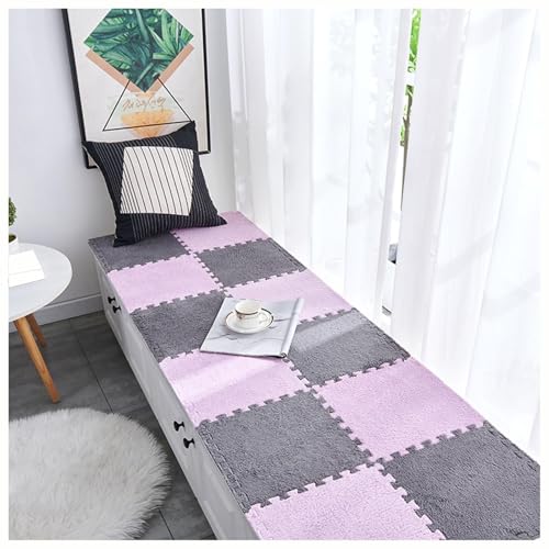 12 Stück Waschbare Spielmatten for Den Heim-Puzzleboden, Puzzle-Teppiche In Quadratform, 12 X 12 Zoll Große, Ineinander Greifende Plüsch-Teppichfliesen(Purple+Gray,0.6cm) von NMVAWIPT
