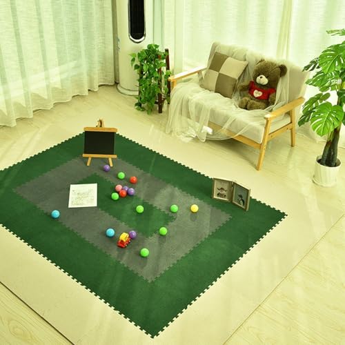 12 Stück rutschfeste, Waschbare, Flauschige, Weiche Puzzle-Schaumstoff-Teppichfliesen, Quadratische, Ineinander Greifende, Flauschige Bodenfliesenmatten, 30,5 X 30,5 cm(Beige+Dark Green+Dark Gray) von NMVAWIPT