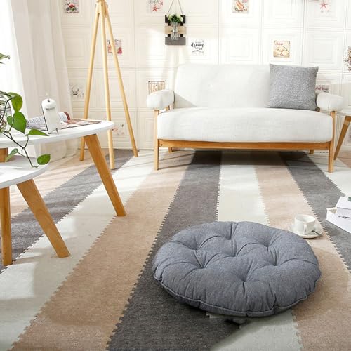 12 Stück rutschfeste, Waschbare, Flauschige, Weiche Puzzle-Schaumstoff-Teppichfliesen, Quadratische, Ineinander Greifende, Flauschige Bodenfliesenmatten, 30,5 X 30,5 cm(Beige+Light Coffee+Light Gray) von NMVAWIPT
