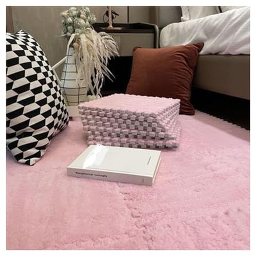 12-teiliger Ineinander Greifender Puzzle-Teppich, Quadratische, Flauschige Spielmatte Aus Plüschschaum, Bodenfliesen, 12 X 12 X 0,4 Zoll, Weicher, Flauschiger Teppich(Pink) von NMVAWIPT