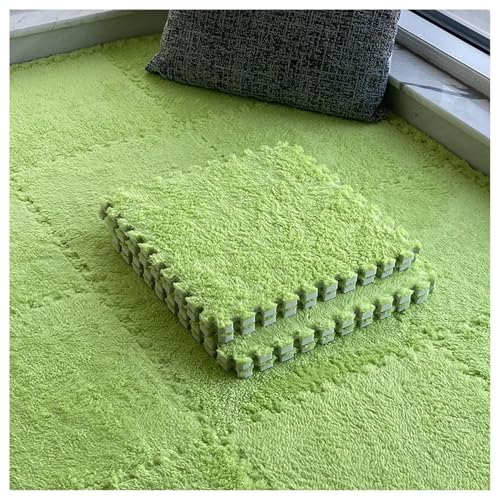 120-teiliger Plüsch-Puzzle-Teppich Aus Schaumstoff, 30 X 30 X 1 cm, Quadratische Spielmatte for Schlafzimmer Und Wohnzimmer, Weiche Ineinander Greifende Teppichmatten(Green) von NMVAWIPT
