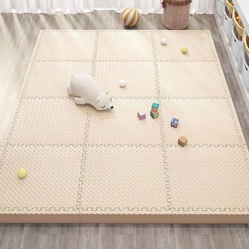 20 Stück 12 X 12 X 1 Zoll Extra Dicke Ineinander Greifende Schaumstoff-Bodenfliesen, Weiche Schaumstoff-Bodenpolsterung, Puzzle-Spielmatte(Beige) von NMVAWIPT