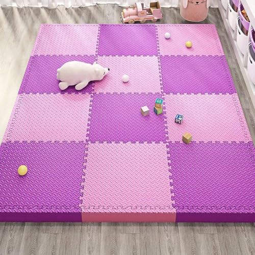 20 Stück 12 X 12 X 1 Zoll Extra Dicke Ineinander Greifende Schaumstoff-Bodenfliesen, Weiche Schaumstoff-Bodenpolsterung, Puzzle-Spielmatte(Pink+Purple) von NMVAWIPT