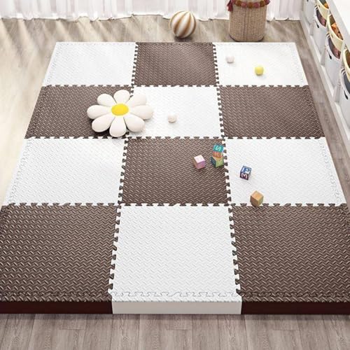 20 Stück 12 X 12 X 1 Zoll Extra Dicke Ineinander Greifende Schaumstoff-Bodenfliesen, Weiche Schaumstoff-Bodenpolsterung, Puzzle-Spielmatte(White+Coffee) von NMVAWIPT