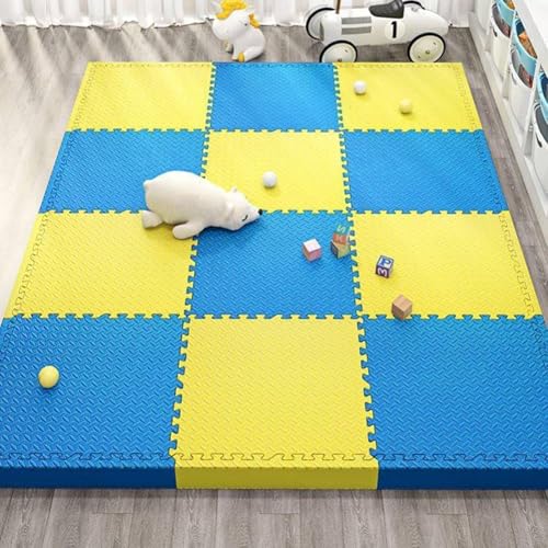 20 Stück 12 X 12 X 1 Zoll Extra Dicke Ineinander Greifende Schaumstoff-Bodenfliesen, Weiche Schaumstoff-Bodenpolsterung, Puzzle-Spielmatte(Yellow+Blue) von NMVAWIPT