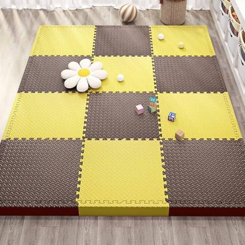 20 Stück 12 X 12 X 1 Zoll Extra Dicke Ineinander Greifende Schaumstoff-Bodenfliesen, Weiche Schaumstoff-Bodenpolsterung, Puzzle-Spielmatte(Yellow+Coffee) von NMVAWIPT