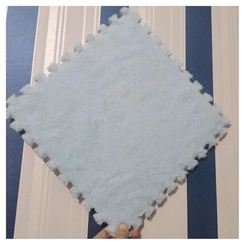 20 Stück Ineinander Greifende Teppich-Puzzlefliesen, 30 X 30 cm, Quadratische Plüschschaum-Bodenfliesenmatte, Schalldichte Teppichfliesen for Schlafzimmer(Light Blue) von NMVAWIPT