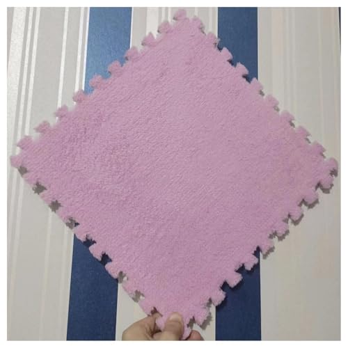 20 Stück Ineinander Greifende Teppich-Puzzlefliesen, 30 X 30 cm, Quadratische Plüschschaum-Bodenfliesenmatte, Schalldichte Teppichfliesen for Schlafzimmer(Pink) von NMVAWIPT