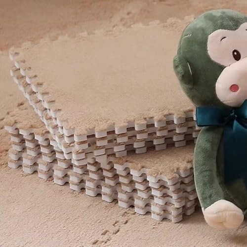 20-teiliges Plüsch-Puzzle, rutschfeste Schaumstoff-Bodenmatte, 11,8 X 11,8 Zoll Mit Rand, Spielmatte, Weicher Teppich, Spielmatte for Das Zimmer(Camel) von NMVAWIPT