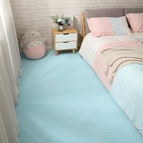 20-teiliges Plüsch-Puzzle, rutschfeste Schaumstoff-Bodenmatte, 11,8 X 11,8 Zoll Mit Rand, Spielmatte, Weicher Teppich, Spielmatte for Das Zimmer(Light Blue) von NMVAWIPT