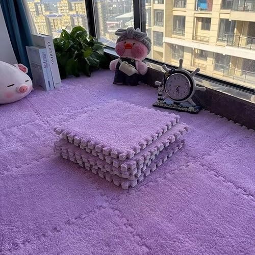 20-teiliges Plüsch-Puzzle, rutschfeste Schaumstoff-Bodenmatte, 11,8 X 11,8 Zoll Mit Rand, Spielmatte, Weicher Teppich, Spielmatte for Das Zimmer(Purple) von NMVAWIPT