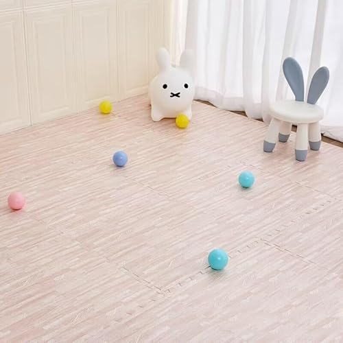 24-teilige 11,8 X 11,8 Zoll Weiche Anti-Rutsch-Bodenmatte Aus Puzzle-Schaumstoff, Holzmaserung-Teppich-Spielmatte for Das Zimmer(White) von NMVAWIPT