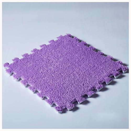 30 Stück Dicke 0,4-Zoll-Plüschschaum-Bodenmatten for Die Heimdekoration, Flauschige Quadratische Ineinander Greifende Teppichfliesen Mit Rand(Purple) von NMVAWIPT