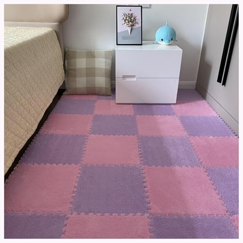 30 Stück Flauschige Schaumstoff-Bodenfliesen, 30 X 30 X 1 cm, Dicke, Flauschige Teppichmatten for Das Wohnzimmer(Pink+Purple) von NMVAWIPT