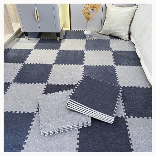 30 Stück Zottelige Ineinander Greifende Schaumstoff-Teppichfliesen 12 X 12 Zoll, Flauschige Puzzlematten for Den Boden, Plüschschaumstoffmatten(Dark Gray+Light Gray) von NMVAWIPT