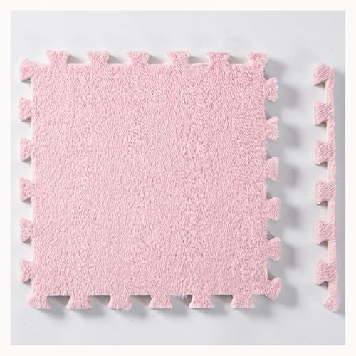 30 X 30 X 1 cm, Quadratisch – 100 Stück, Flauschige Puzzlematten for Den Boden, Plüschschaummatte, Ineinander Greifende Teppichfliesen(Light Pink) von NMVAWIPT