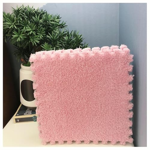 30 X 30 X 1 cm Dicke Puzzle-Teppichquadrate Aus Schaumstoff, 15 Stück Weiche Puzzle-Schaumstoff-Bodenmatten, Ineinander Greifende Weiche Bodenfliesen-Teppiche for Zimmer(Pink) von NMVAWIPT