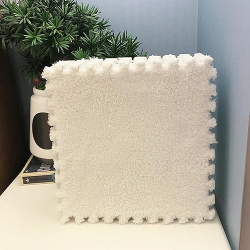 30 X 30 X 1 cm Dicke Puzzle-Teppichquadrate Aus Schaumstoff, 15 Stück Weiche Puzzle-Schaumstoff-Bodenmatten, Ineinander Greifende Weiche Bodenfliesen-Teppiche for Zimmer(White) von NMVAWIPT