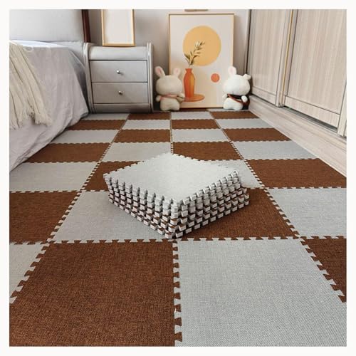 36 Stücke Platz 30x30x1cm Ineinander Greifen Schaum Teppich Fliesen Teppich Mit Grenze, Puzzle Matten for Boden(Dark Brown+Light Gray) von NMVAWIPT