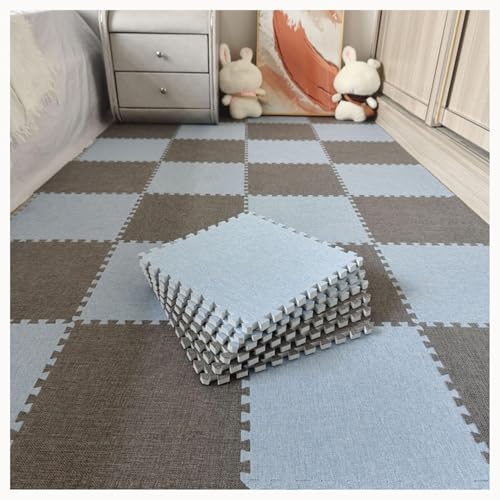 36 Stücke Platz 30x30x1cm Ineinander Greifen Schaum Teppich Fliesen Teppich Mit Grenze, Puzzle Matten for Boden(Sky Blue+Dark Gray) von NMVAWIPT