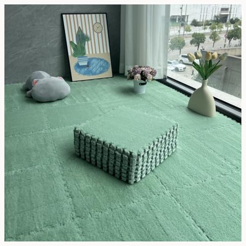 40 Stück Ineinander Greifende Teppichfliesen Aus Plüschschaum, 12 X 12 Zoll Große Puzzle-Bodenmatte Mit Teppichquadraten, Flauschige, rutschfeste(Green) von NMVAWIPT