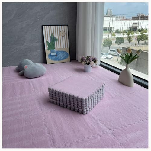 40 Stück Ineinander Greifende Teppichfliesen Aus Plüschschaum, 12 X 12 Zoll Große Puzzle-Bodenmatte Mit Teppichquadraten, Flauschige, rutschfeste(Pink) von NMVAWIPT