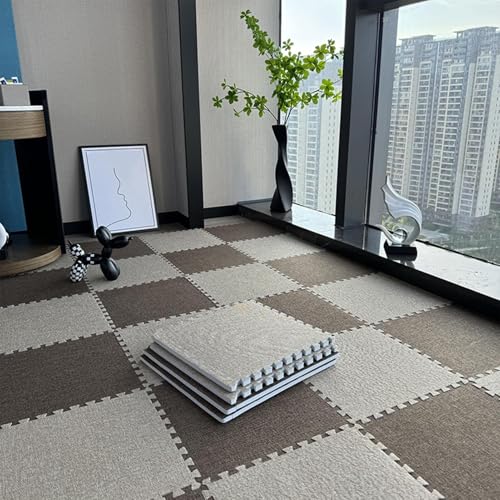 40 Stück Quadratische Bodenmattenfliesen Aus Schaumstoff for Wohnzimmer, Zuhause, Schlafzimmer, rutschfeste Ineinander Greifende Teppichfliesen(Light Brown) von NMVAWIPT