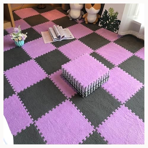 40-teilige rutschfeste Bodenmatte Aus Plüschpuzzleschaum, Ineinander Greifende Teppichfliesen, Puzzleteppich, for Das Wohnzimmer Und Das Schlafzimmer Zu Hause(Dark Purple+Gray) von NMVAWIPT