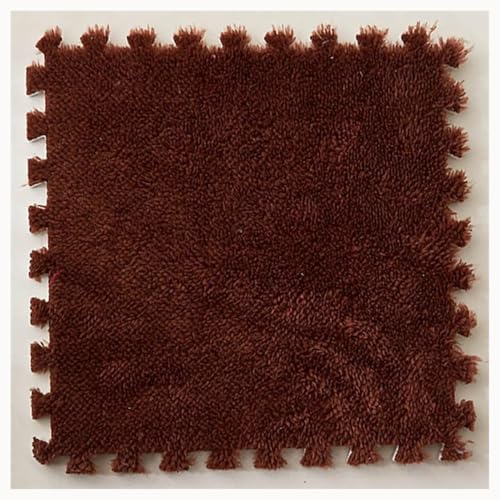 40-teiliger Ineinander Greifender Teppichfliesen-Teppich, 30 X 30 X 1 cm Quadrate Puzzle Plüsch Anti-Rutsch-Schaumstoff-Bodenmatte, Flauschige Puzzle-Bodenfliesen(Coffee) von NMVAWIPT